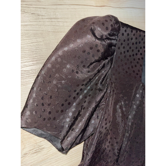 Vintage Black on Black Polka Dot Party Dress 9/10 - Picture 3 of 8